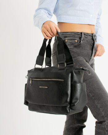 Sanmorris adjustable crossbody hand and shoulder bag in black