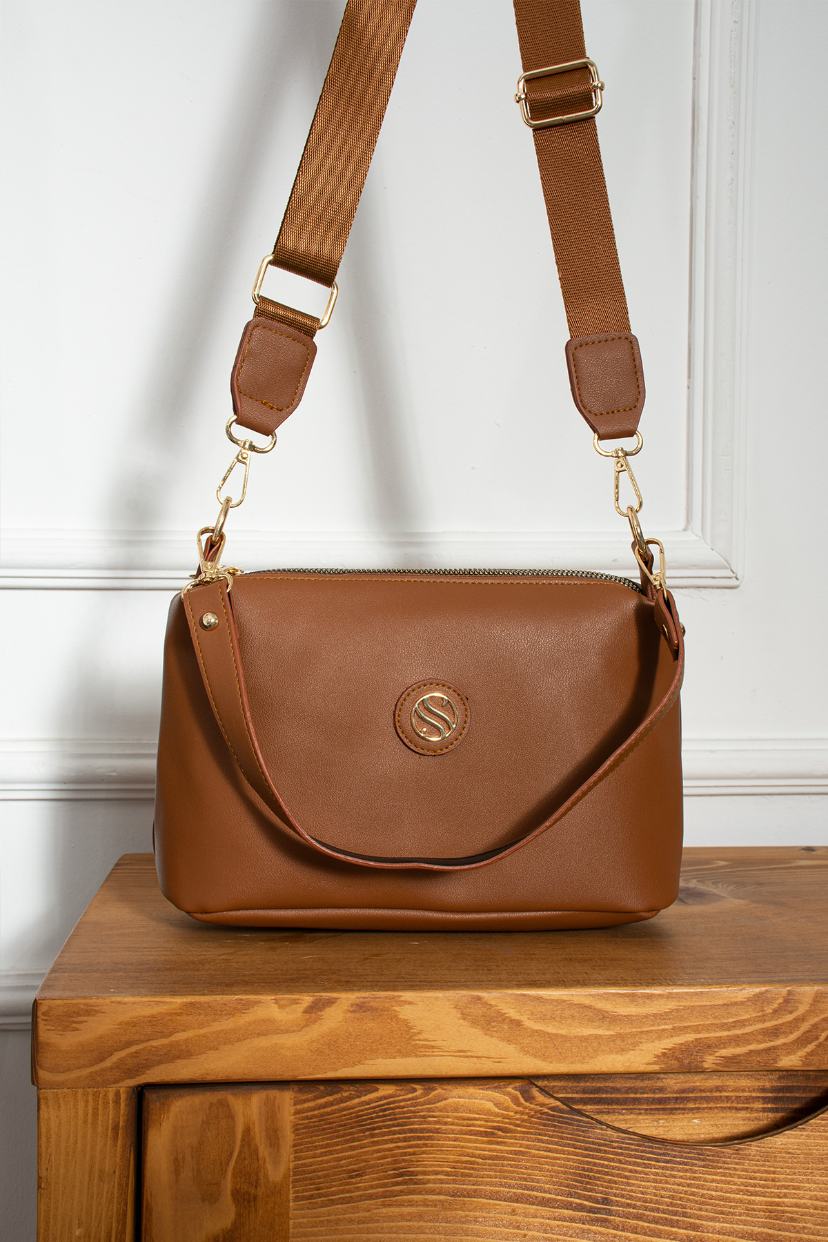 leather 4-compartment shoulder bag - Sanmorris Bags