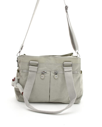 Sanmorris women's large waterproof krinkle fabric crossbody and shoulder bag in grey color